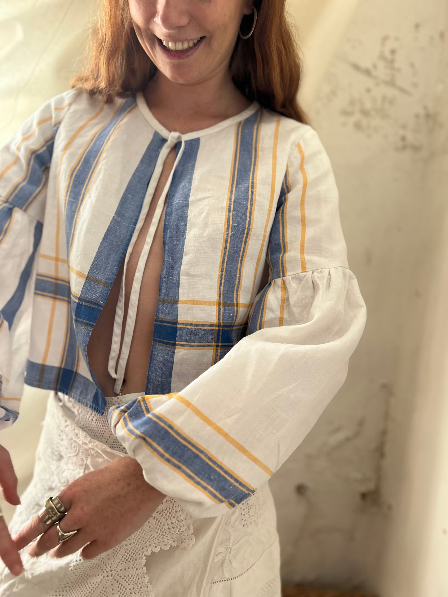 Tie Top With lantern sleeves