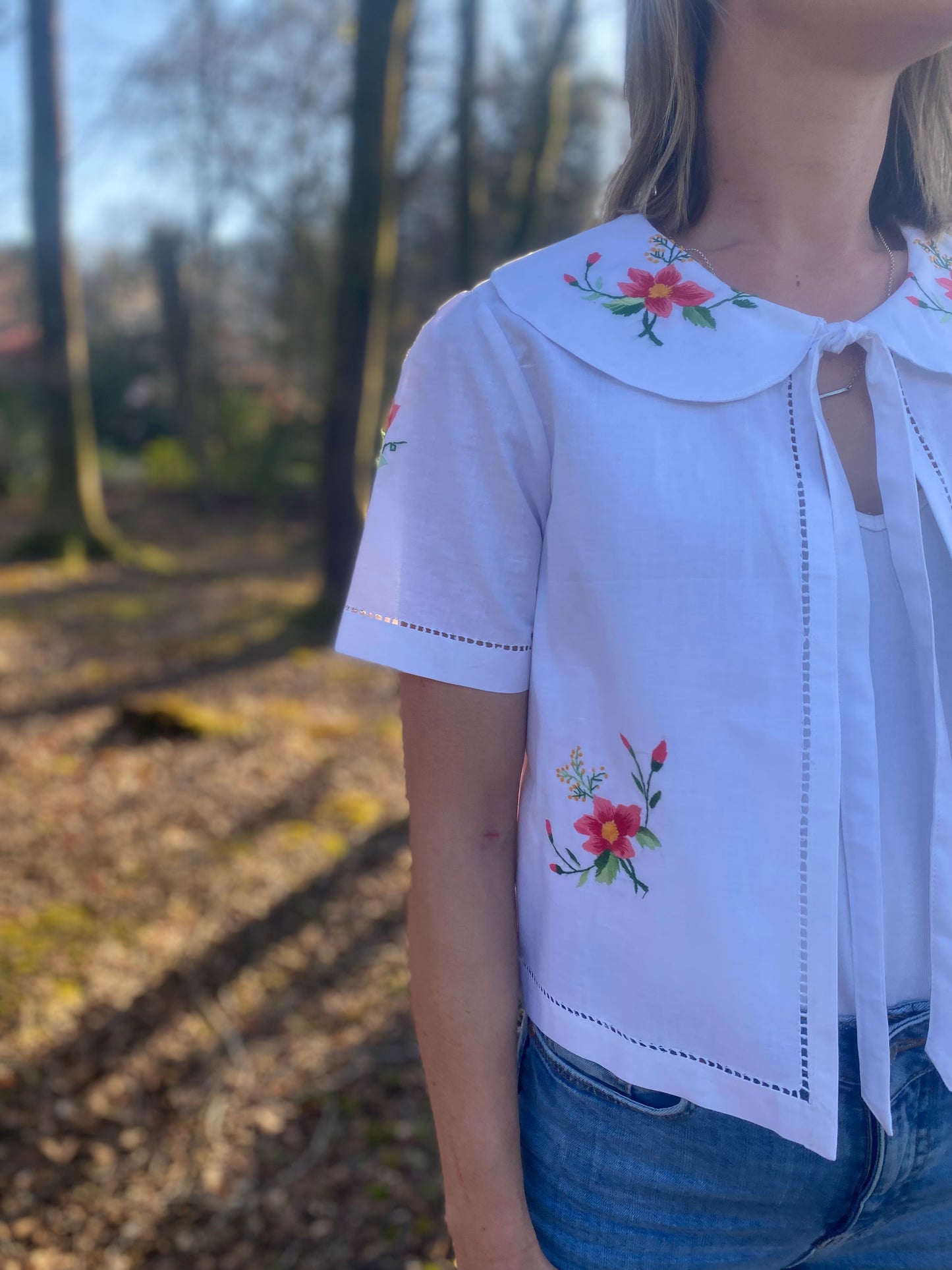 Tie Top With Oversized Collar - Small