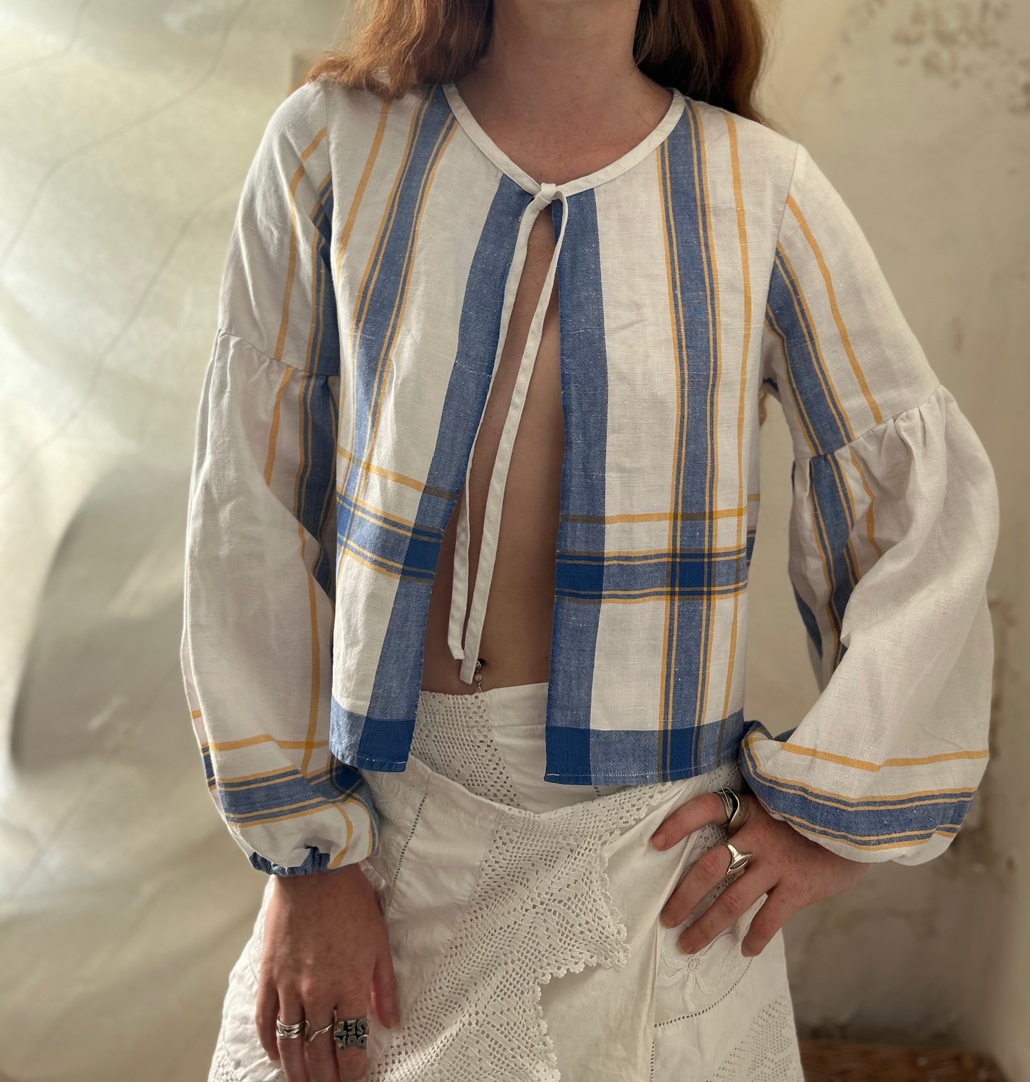 Tie Top With lantern sleeves