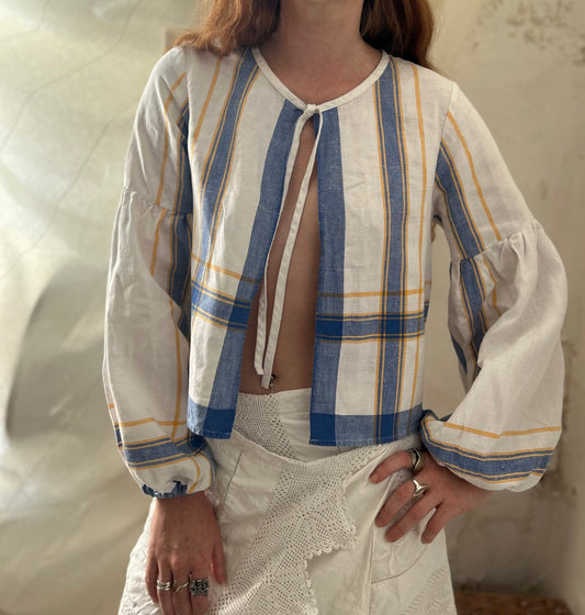Tie Top With lantern sleeves
