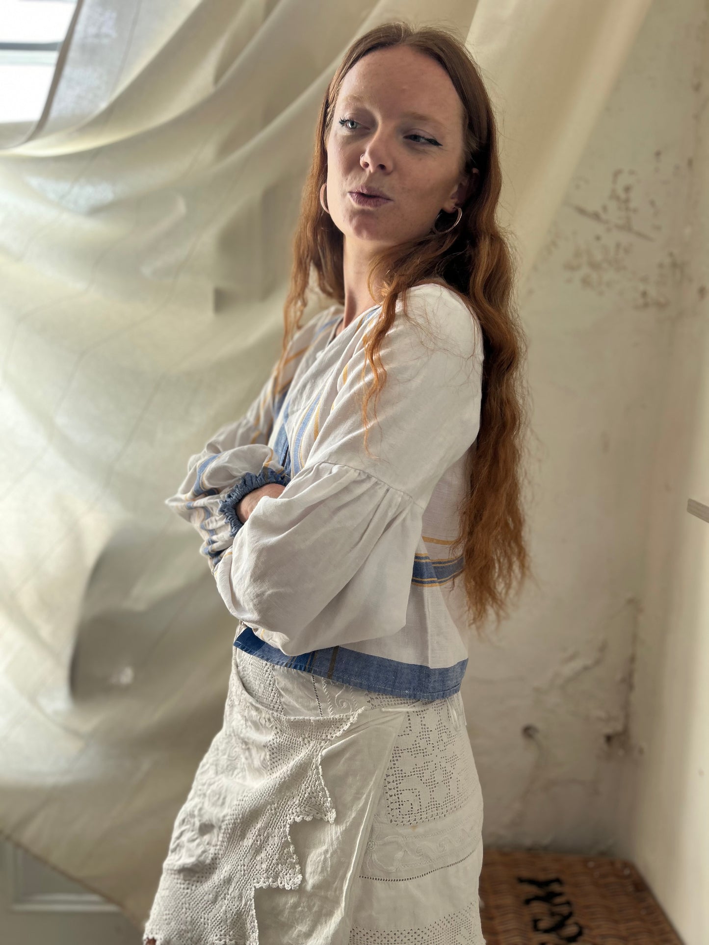 Tie Top With lantern sleeves
