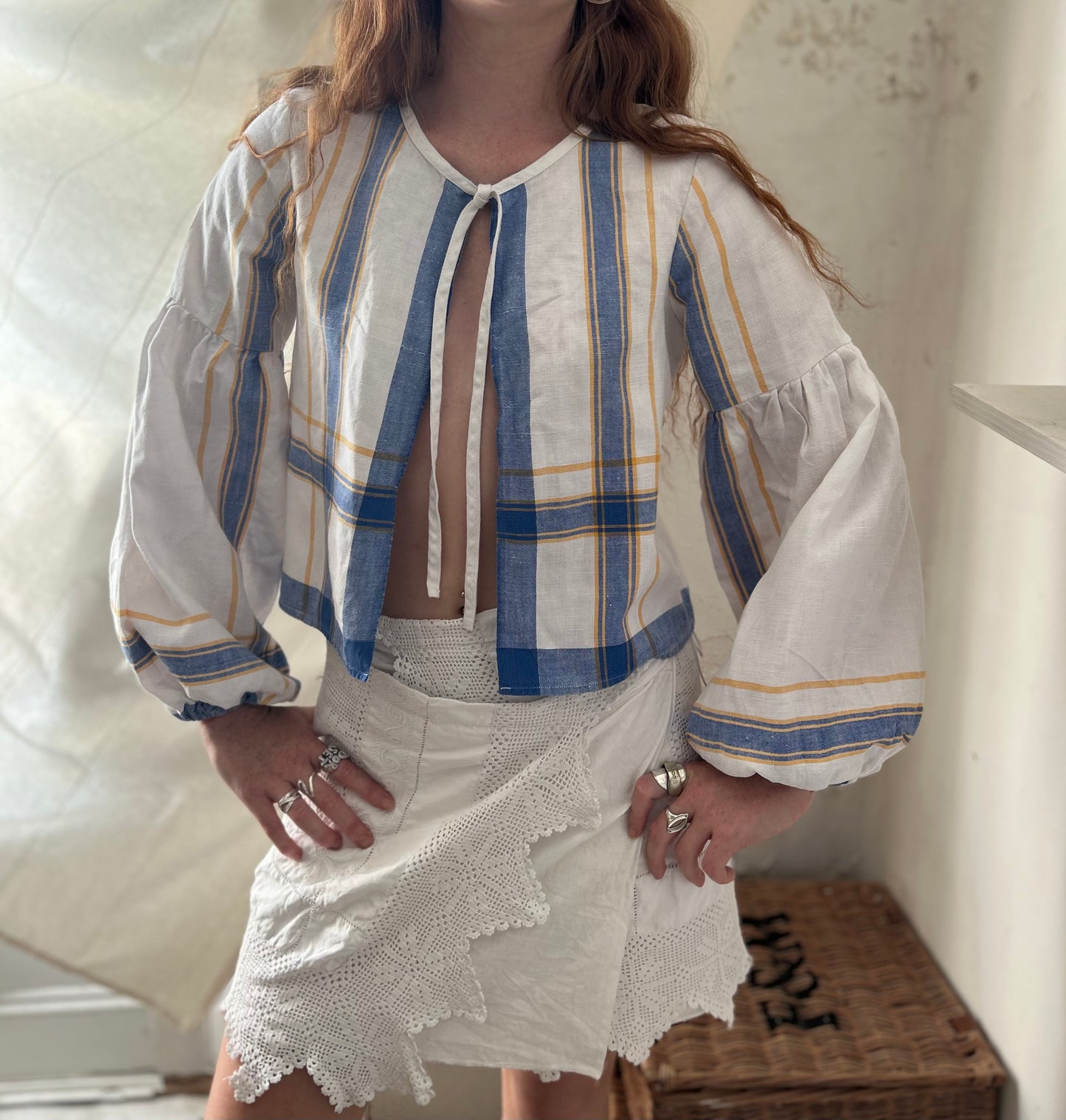 Tie Top With lantern sleeves