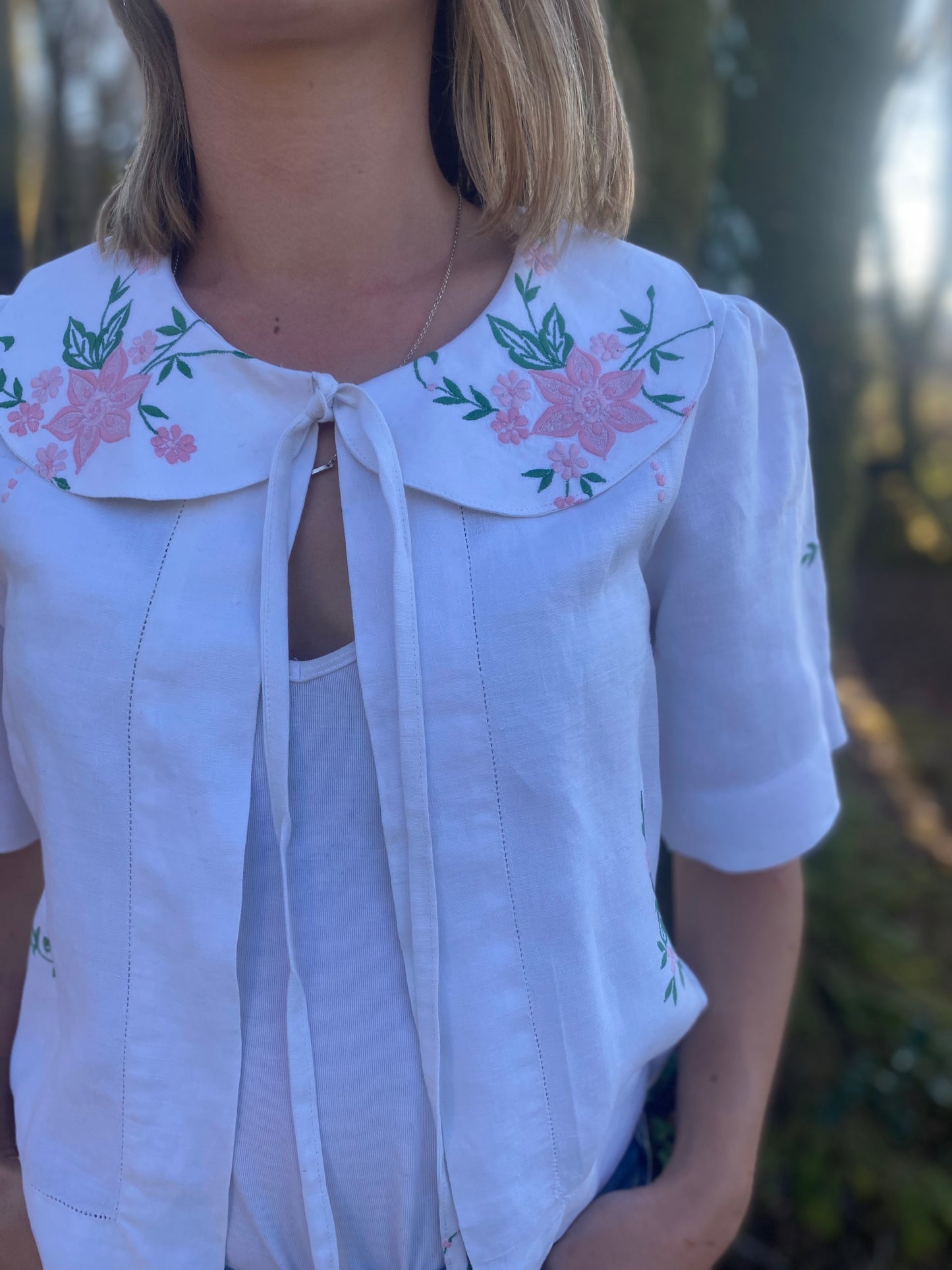 Tie Top With Oversized Collar - Medium